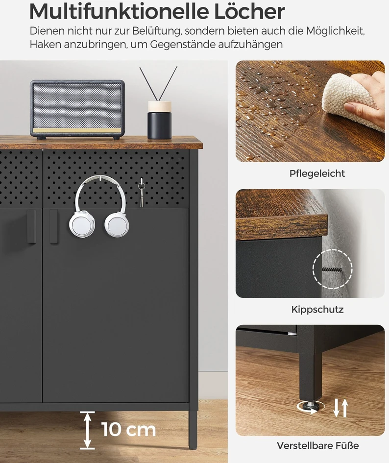 Songmics Sandėliavimo spintelė vintage ruda-juoda