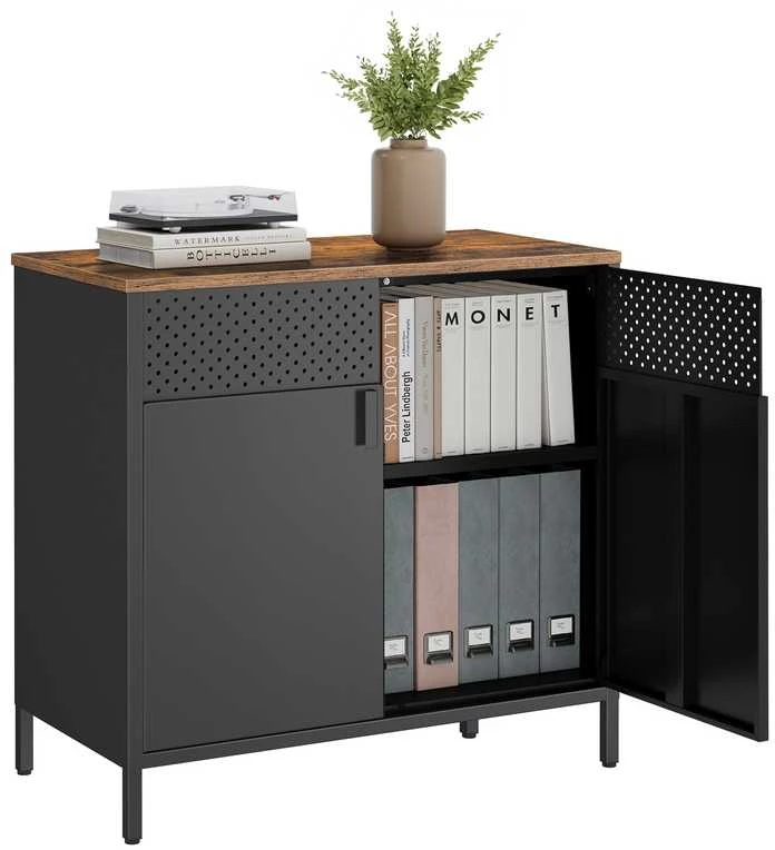 Songmics Sandėliavimo spintelė vintage ruda-juoda