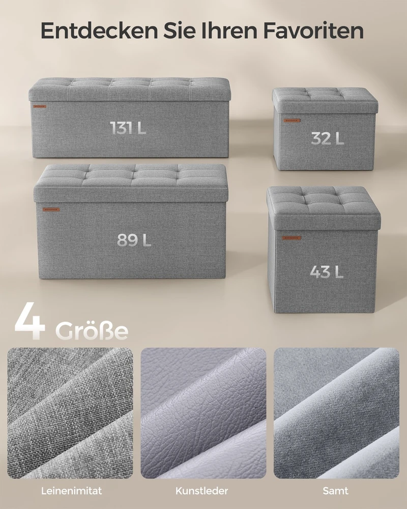 Songmics Sulankstomas suolas 110 x 38 x 38 cm