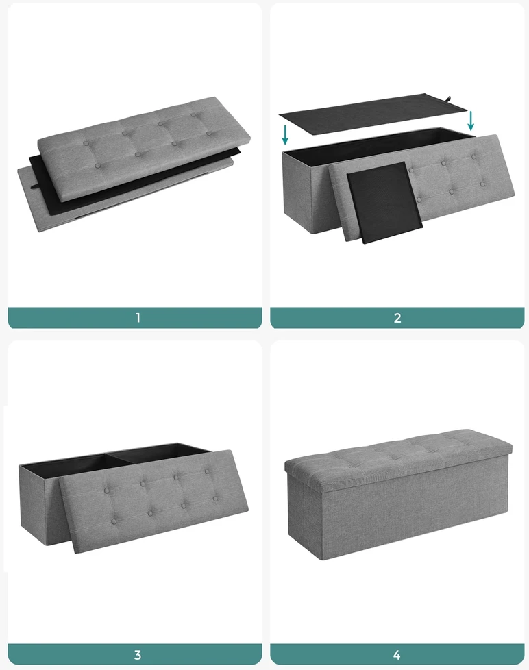 Songmics Sulankstomas suolas 110 x 38 x 38 cm
