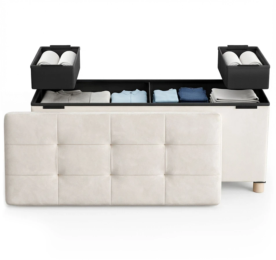 Songmics Pufas 38 x 110 x 40 cm balta