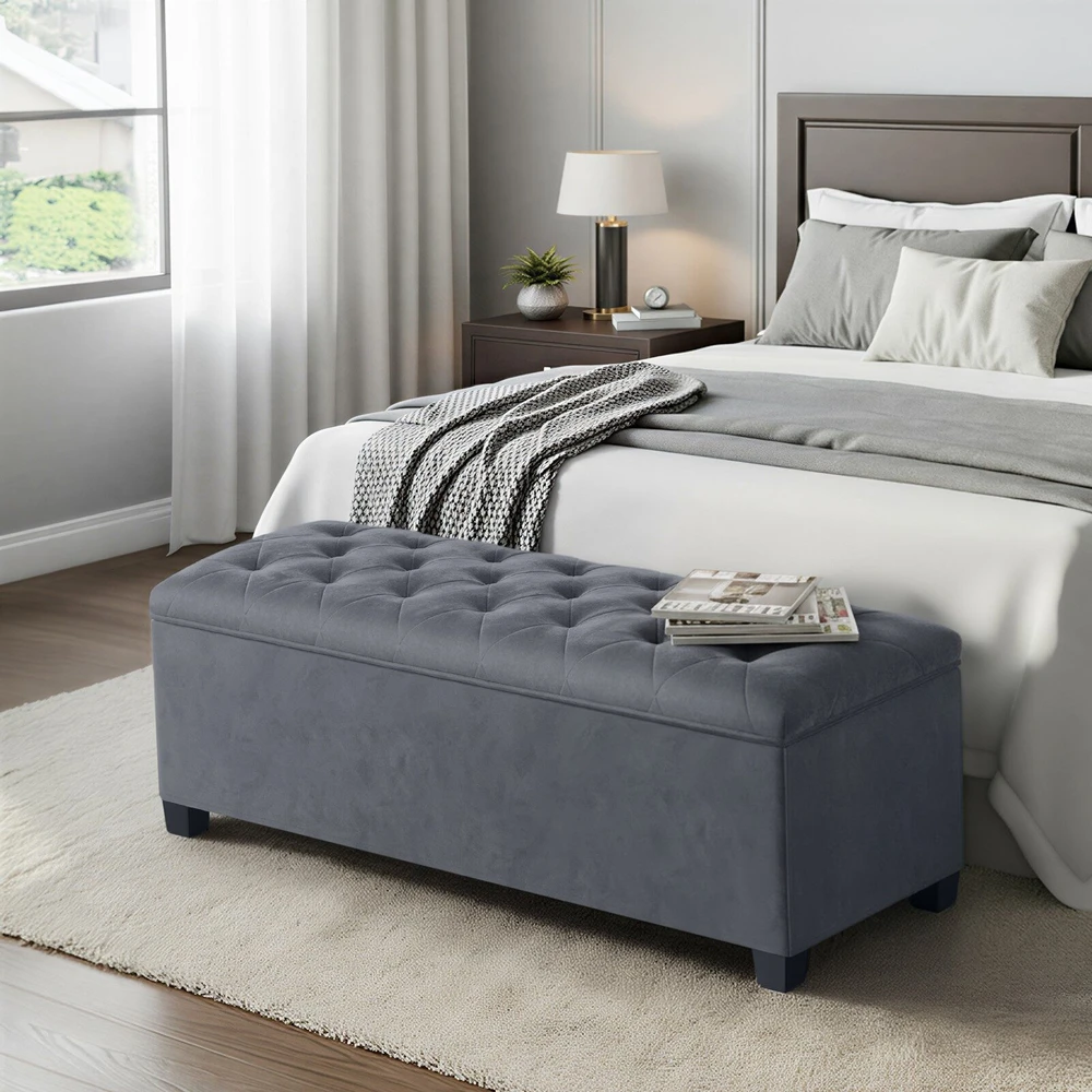 Songmics Pufas su daiktadėže 40 x 110 x 40 cm pilka