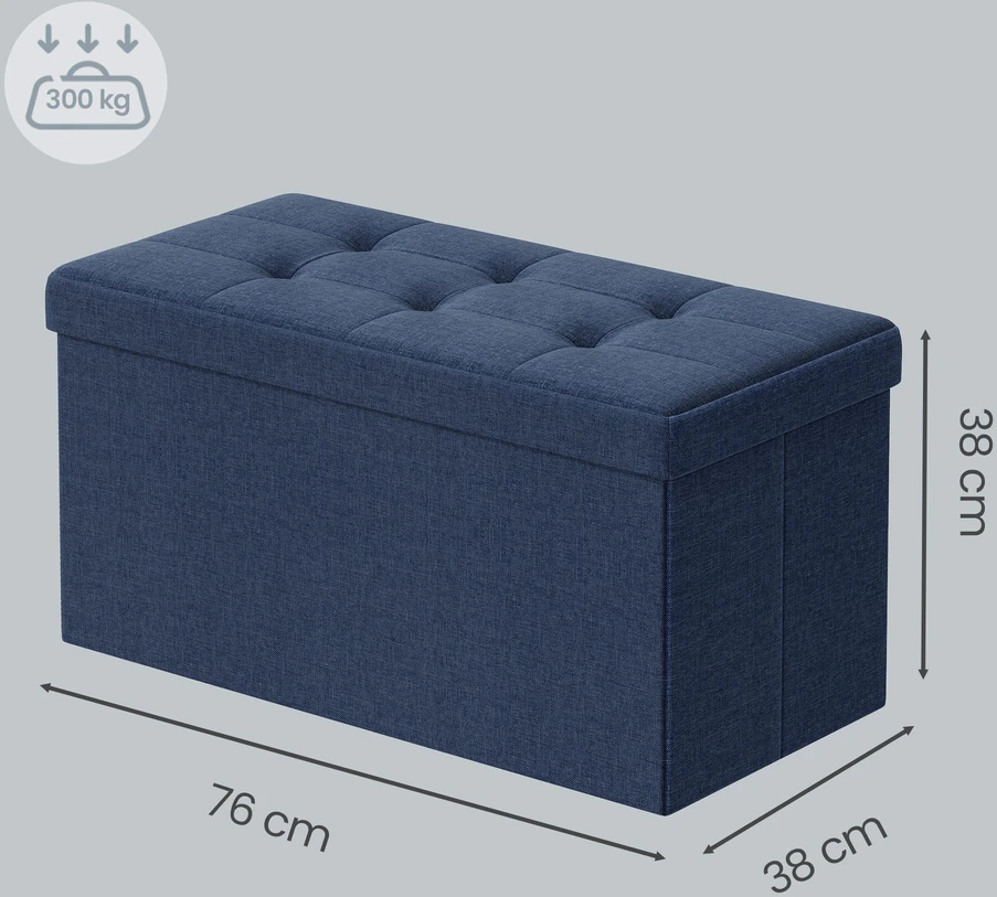 Songmics Pufas - daiktadėžė 76x38x38 cm tamsiai mėlyna