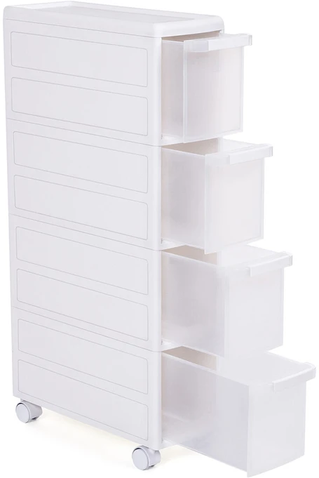 Songmics Mobilioji lentyna su 4 stalčiais, balta, 18 x 84,5 x 46 cm
