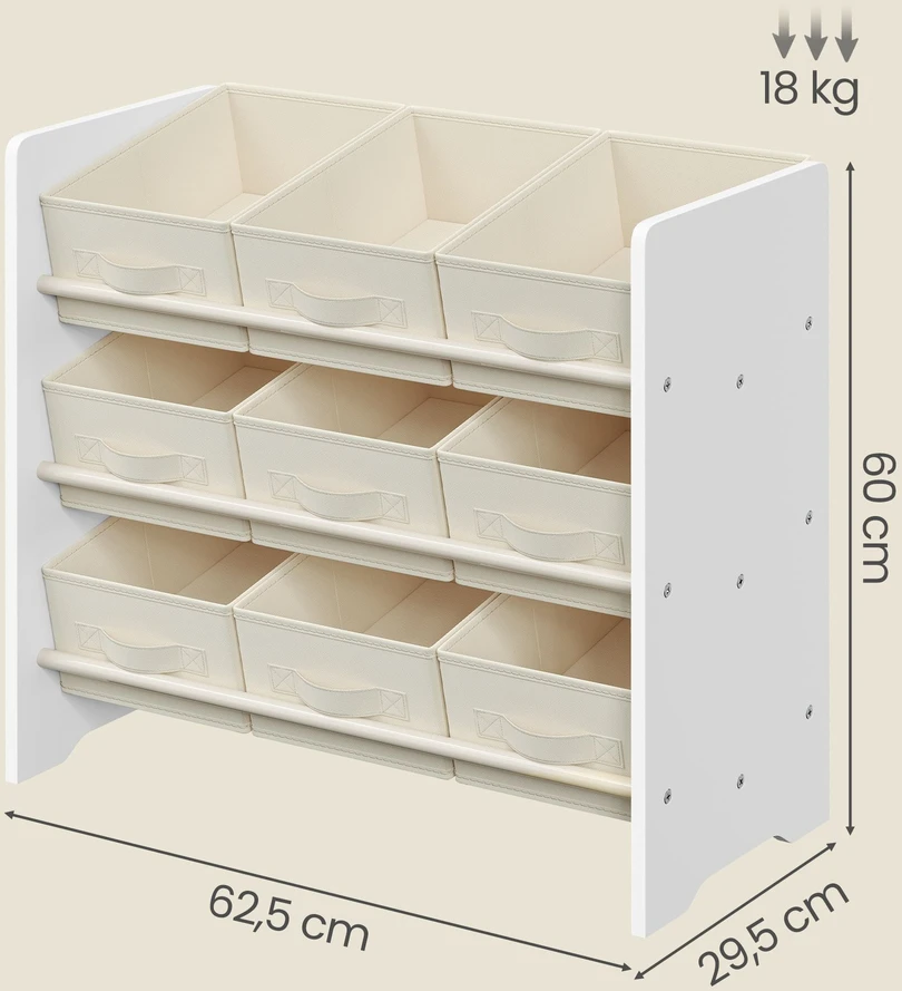 Songmics Lentyna su 9 audinio dėžutėmis, 29,5x62,5x60 cm