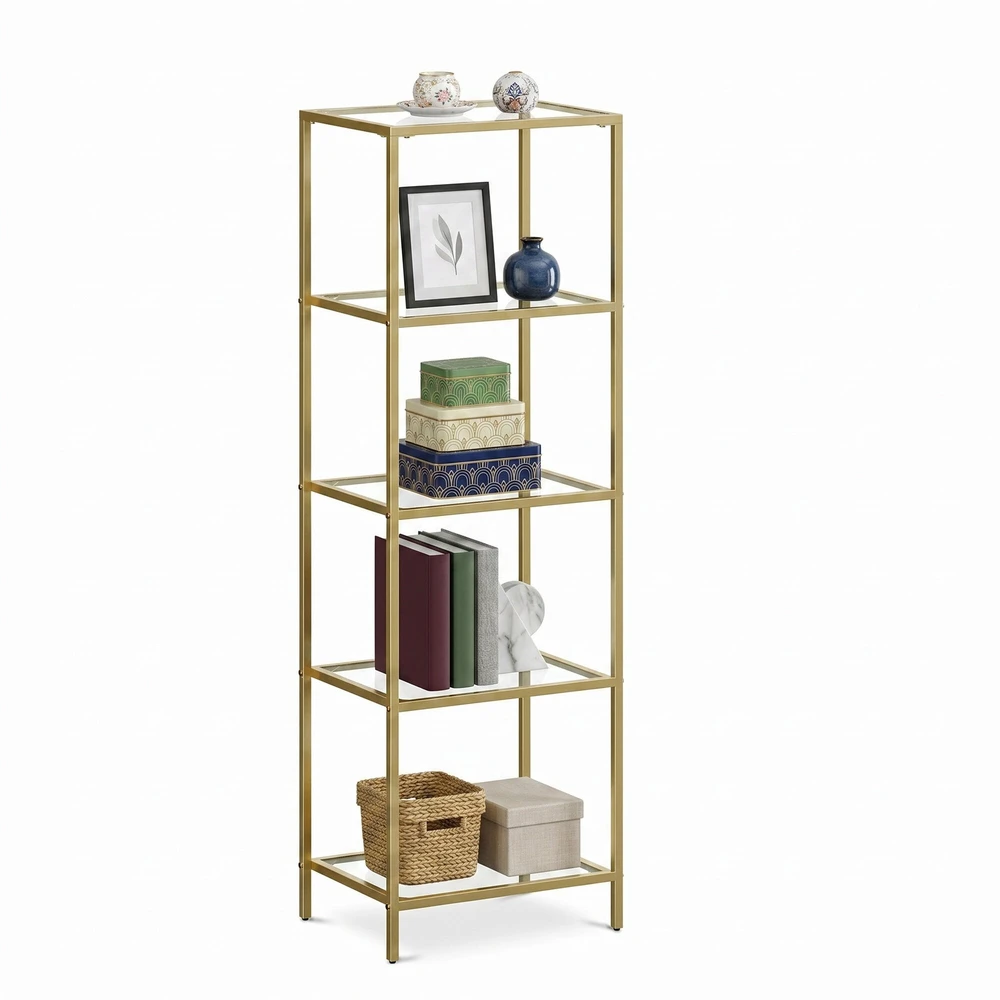 Songmics Spintelė su 5 stiklo lentynomis, 40 x 30 x 124.5 cm