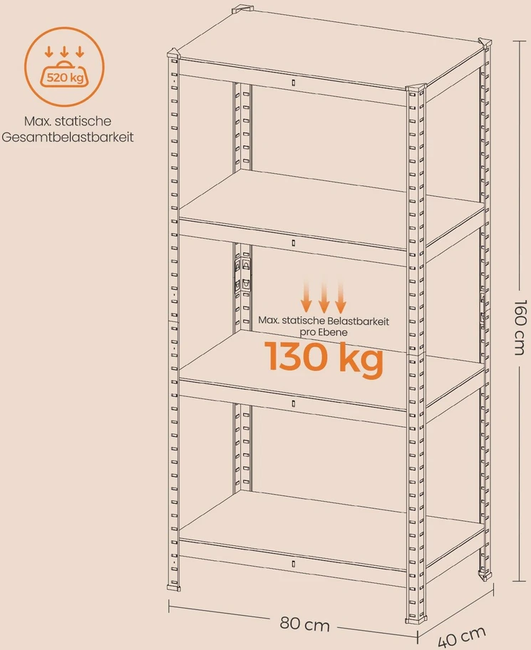 Lentyna SONGMICS 40x80x160 cm, juoda, 520 kg