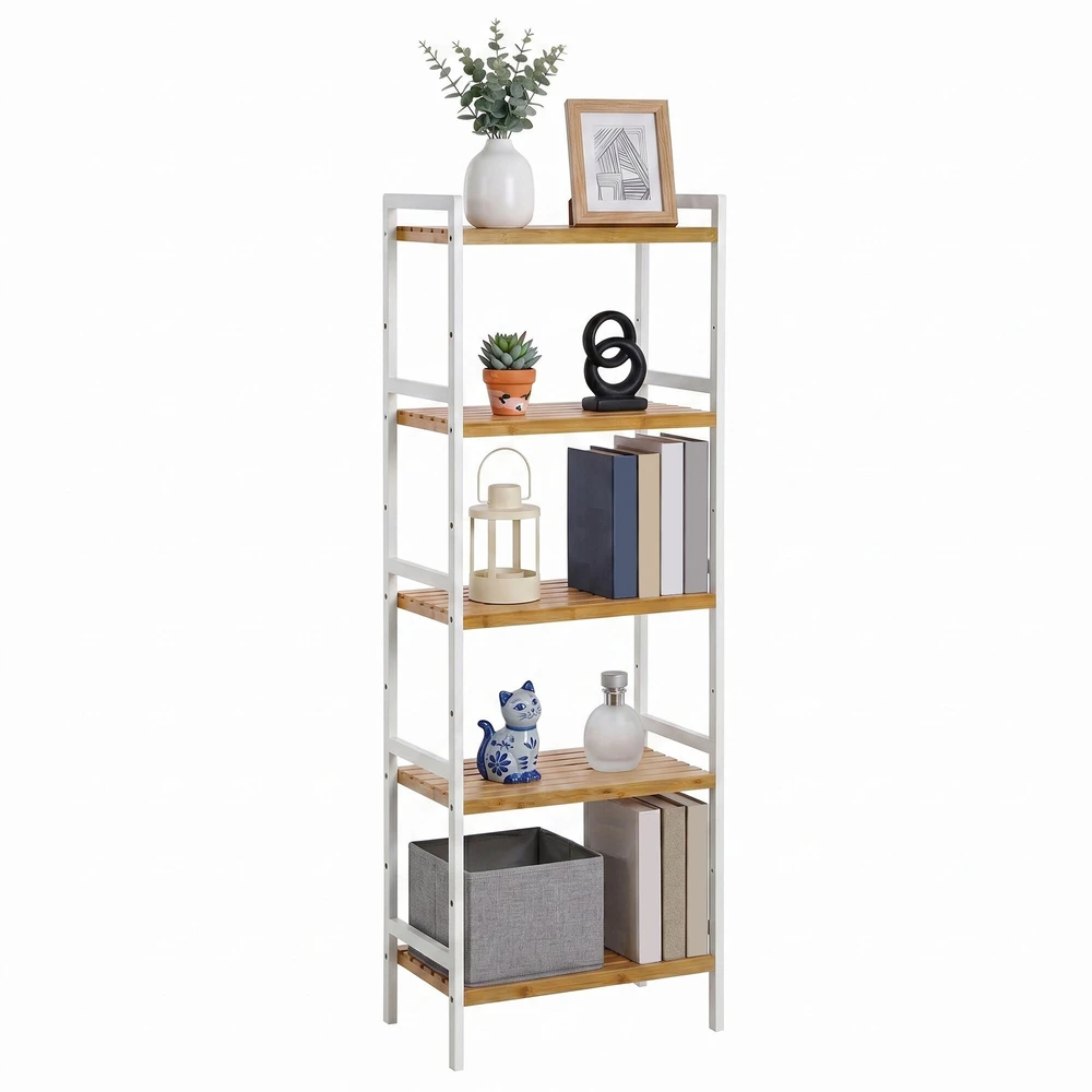 Songmics Bambukinė lentyna su 5 lentynomis 45 x 31,5 x 142 cm