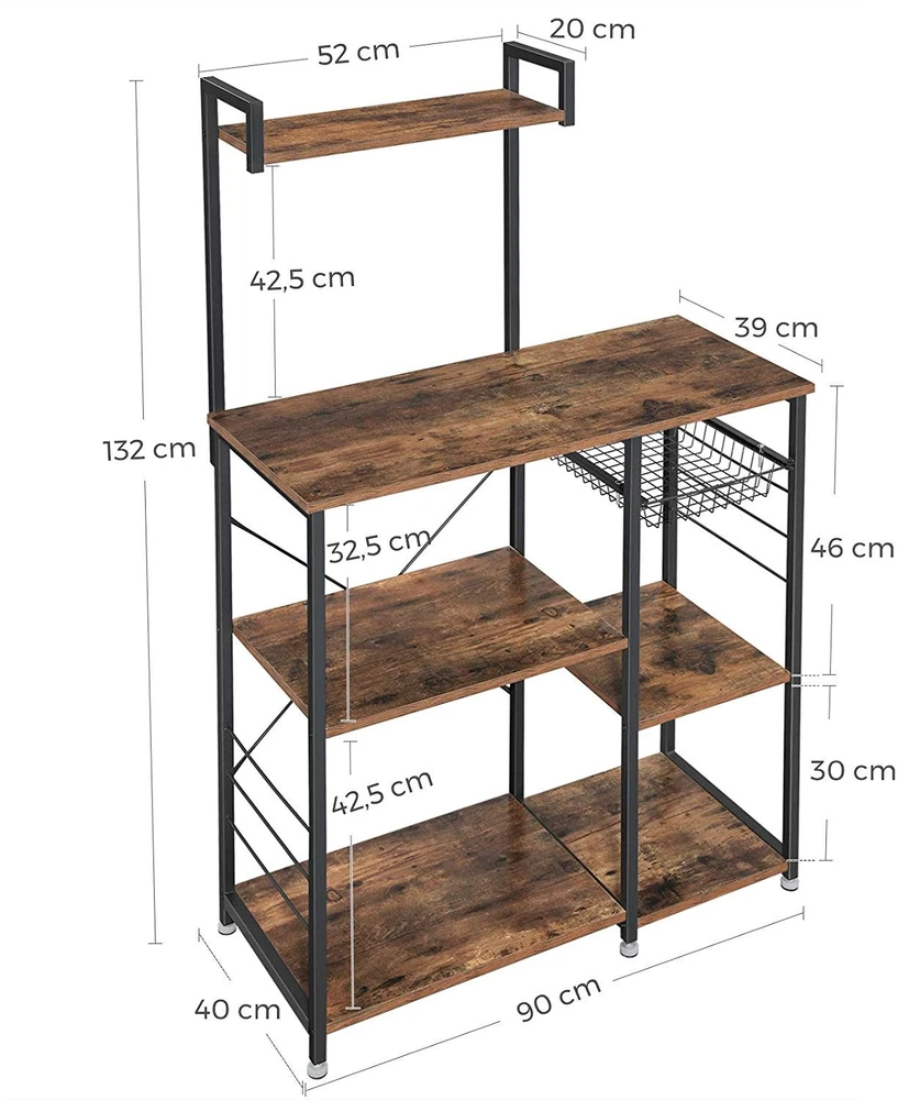 Songmics VIRTUVĖS LENTYNA/RUSTICBROWN+Juodas/90x40x132