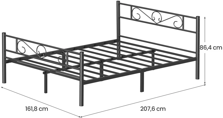 Songmics Metalinė lova 160x200 cm, juoda