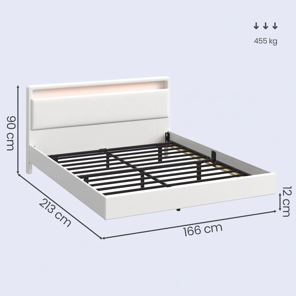 Songmics Lova su LED apšvietimu ir įkrovimo stotele 160 x 200 cm