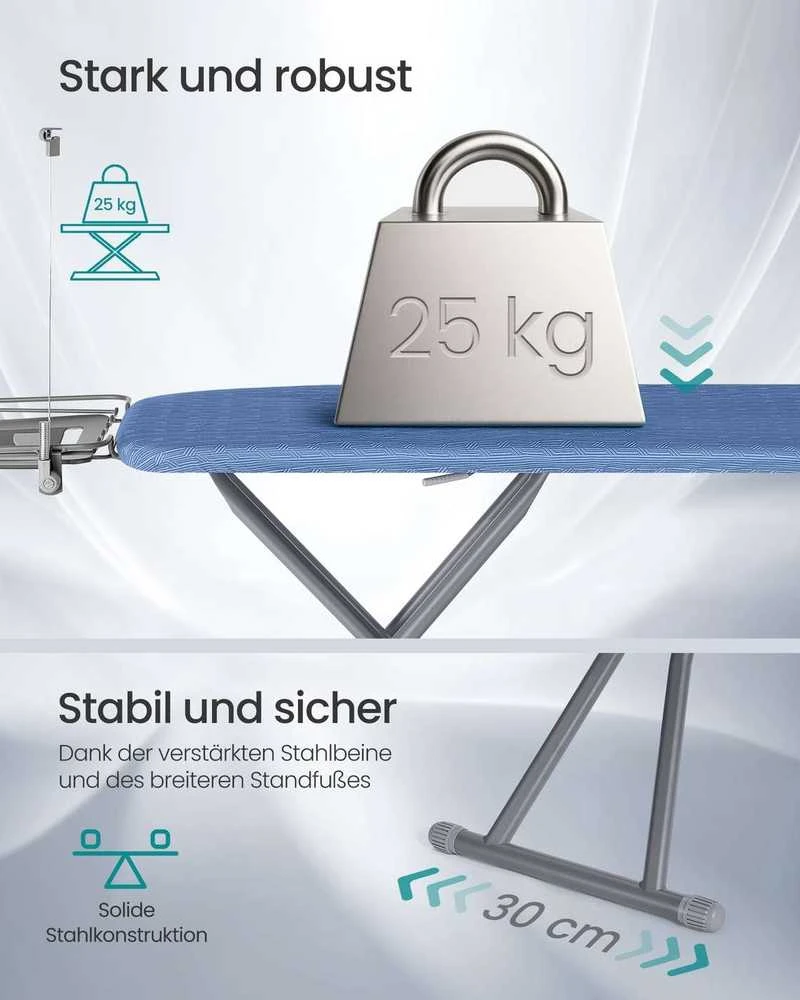 Songmics Lyginimo lenta su kabelio laikikliu, 146,8 x 42,3 x 66-90 cm