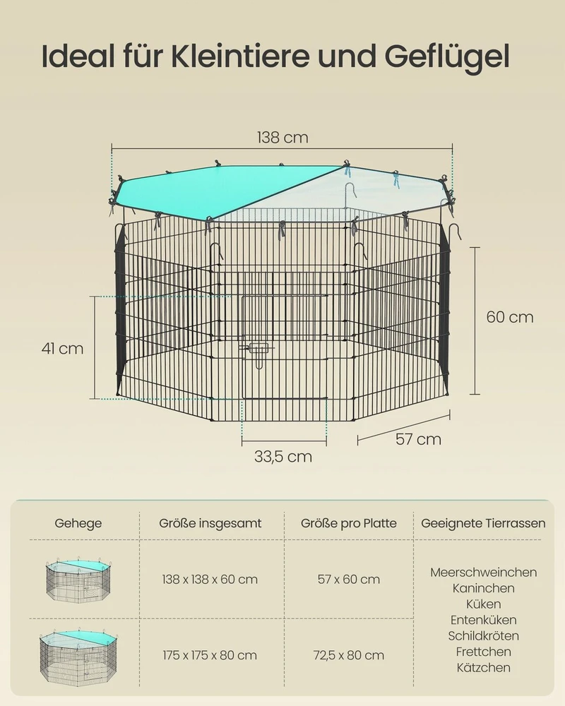 Songmics Aptvaras gyvūnams 138 × 138 cm