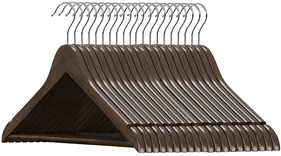 Songmics Medinės drabužių pakabos, 44,5x1,2x23 cm, rudos spalvos
