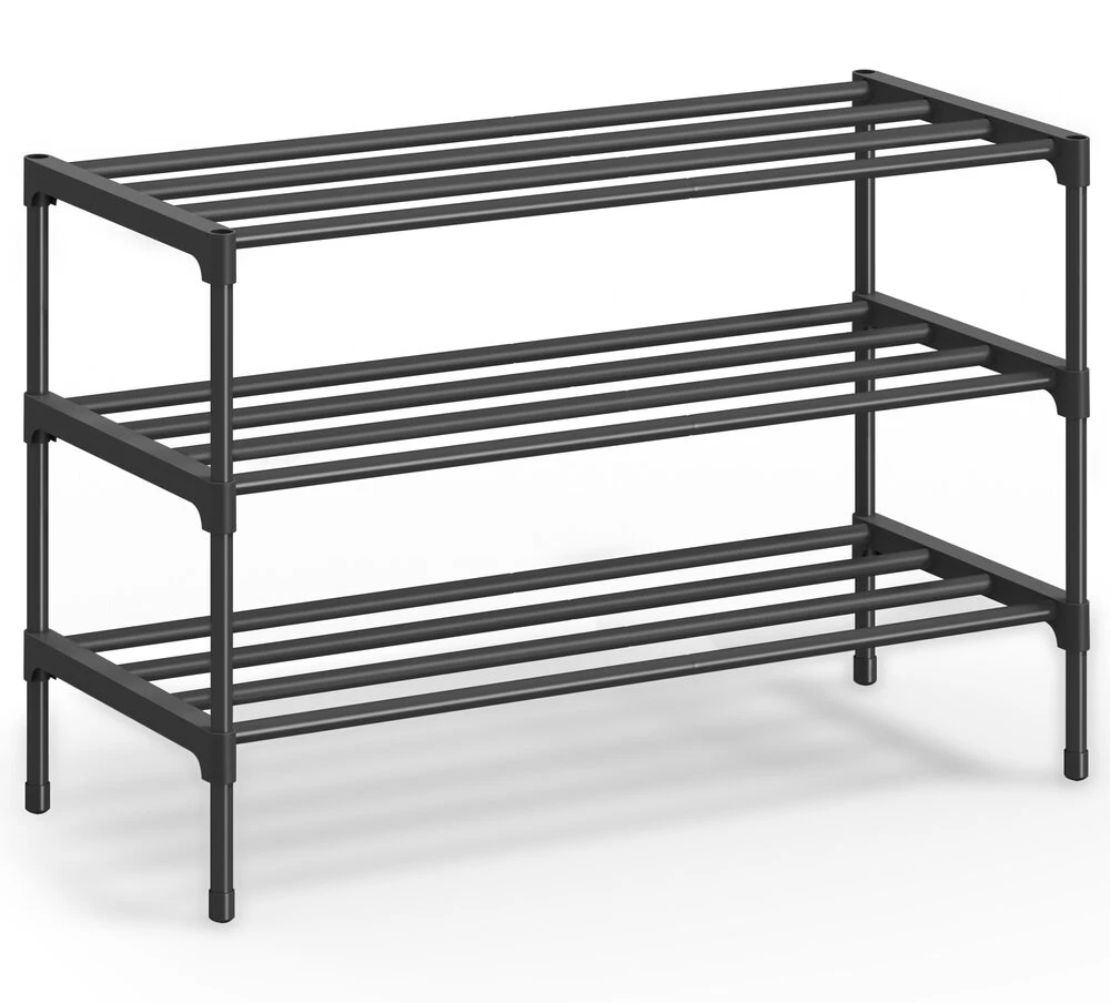 Songmics Batų lentyna 3 lygių, sudedama viena ant kitos, juoda, 62,3 × 30 × 55 cm
