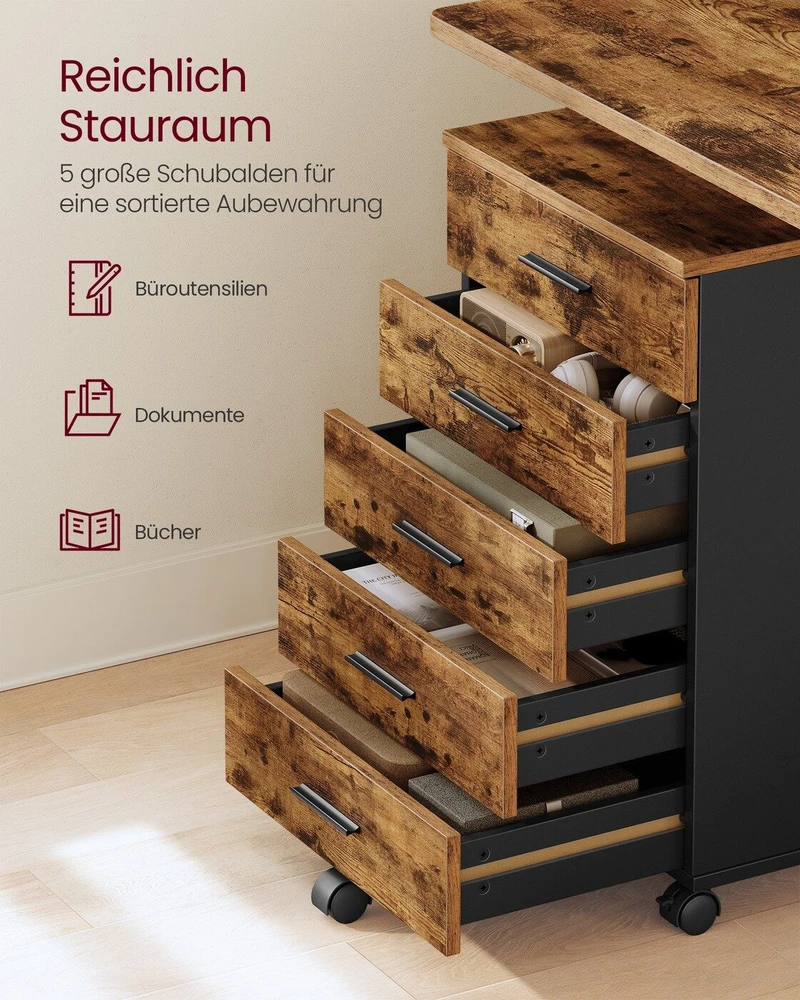 Songmics Biuro spintelė 40 x 42 x 65,7 cm 5 stalčiai