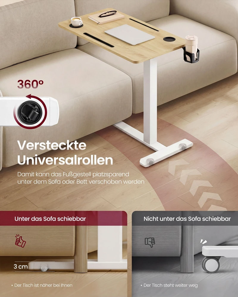 Songmics Mobilus staliukas su ratukais, 70 x 40 x 65–102 cm
