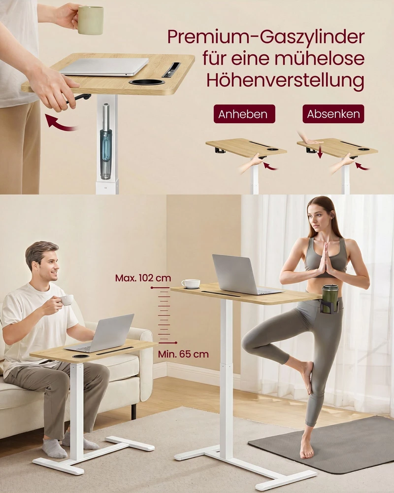 Songmics Mobilus staliukas su ratukais, 70 x 40 x 65–102 cm