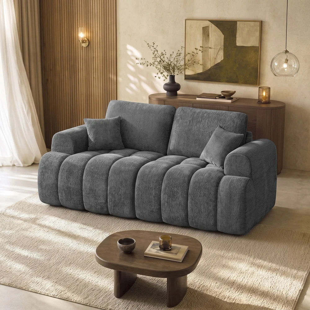 Songmics Modulinė sofa be karkaso iš šenilo audinio, 176 x 92 x 85 cm, tamsiai pilka