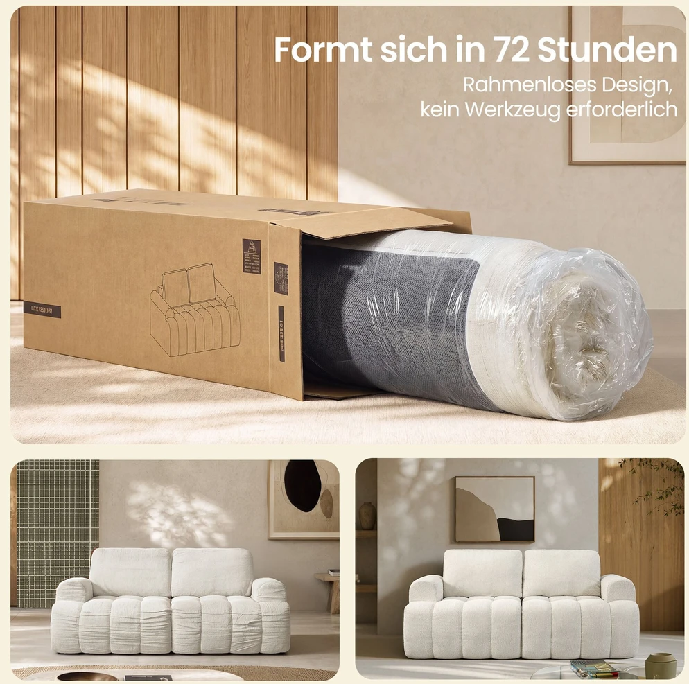 Songmics Moduline sofa be rėmo su šenilo apmušalu, balta, svetainei