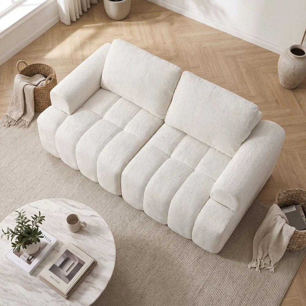 Songmics Moduline sofa be rėmo su šenilo apmušalu, balta, svetainei