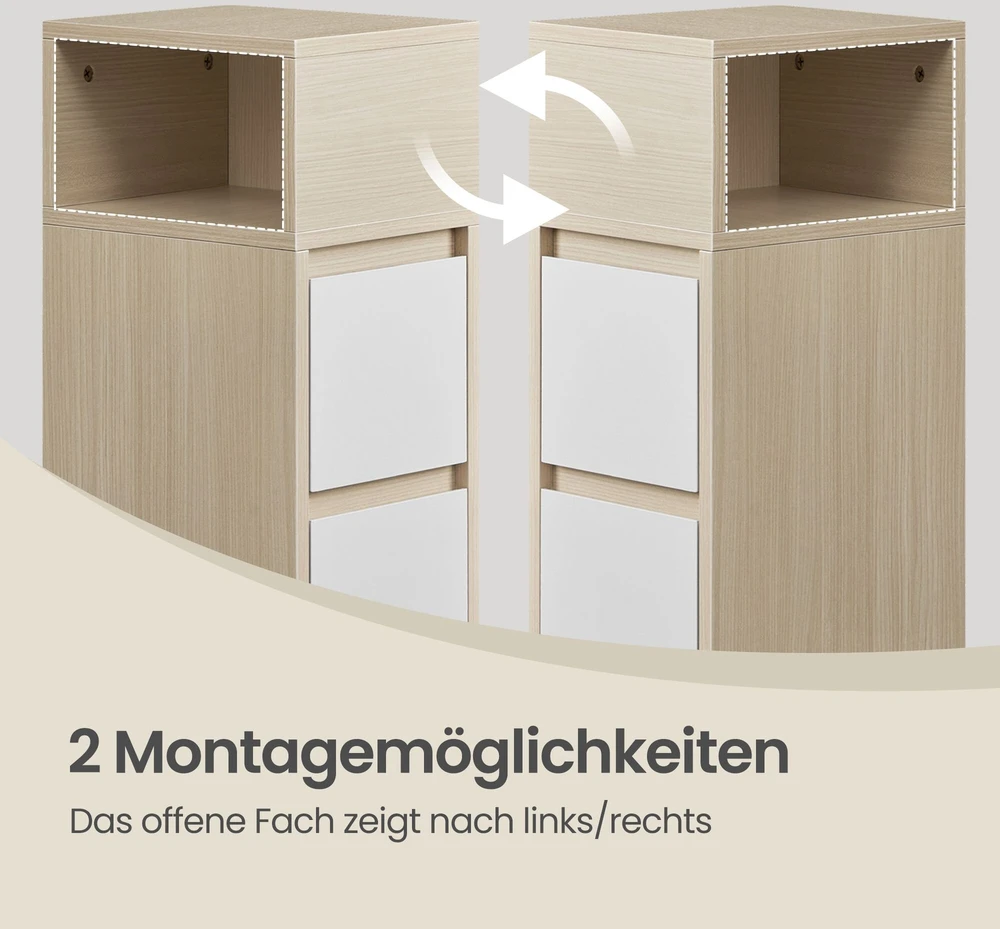 Songmics Vasagle 2 naktinių staliukų rinkinys, siauras, šoninis staliukas su 2 stalčiais
