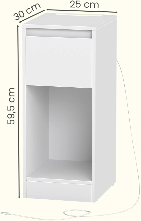 Songmics Naktinis staliukas su LED apšvietimu ir USB jungtimis