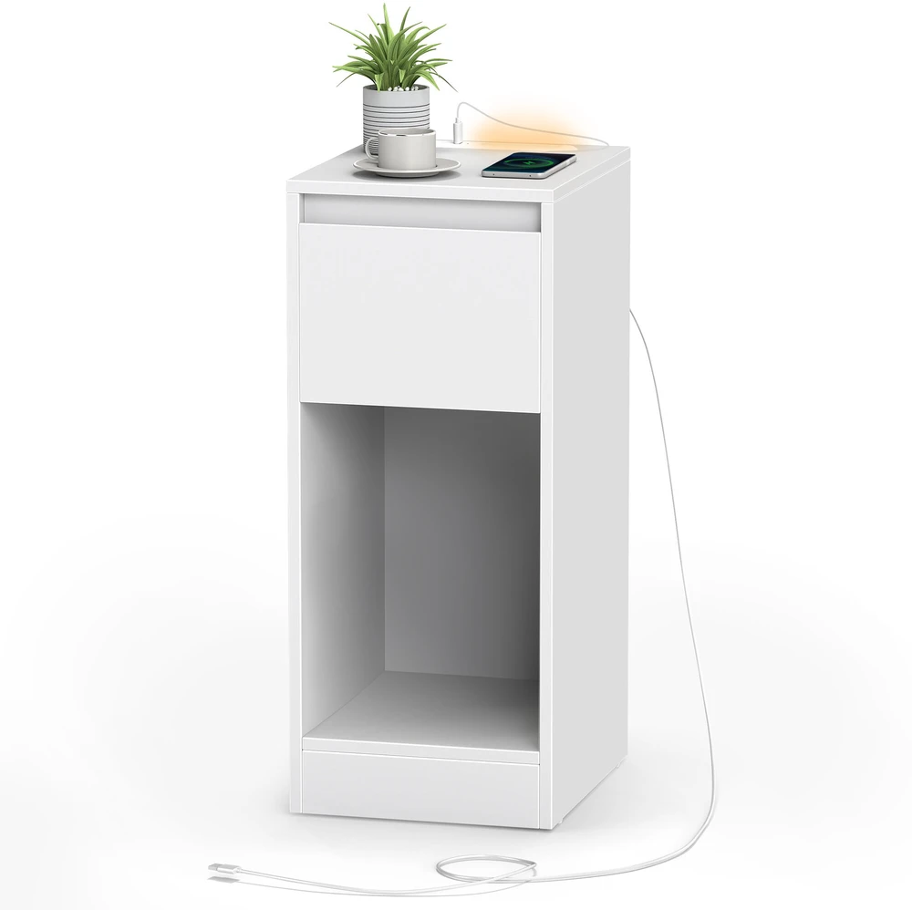 Songmics Naktinis staliukas su LED apšvietimu ir USB jungtimis