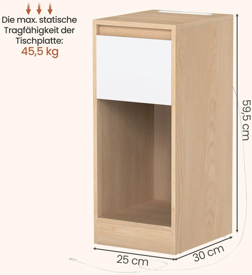 Songmics Naktinis staliukas 2vnt. 30 × 25 × 59,5 cm