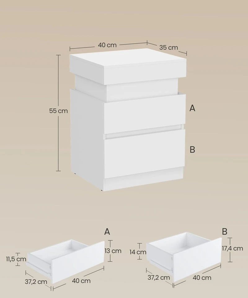 Songmics Naktiniai staliukai 2vnt. komplektas 35 × 40 × 55 cm