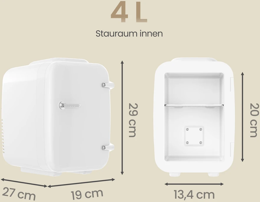 Kaitlentė Songmics Nešiojamasis mini šaldytuvas su šaldymo ir šildymo funkcija, baltas, 28 × 20,5 × 29,5 cm, 4 l