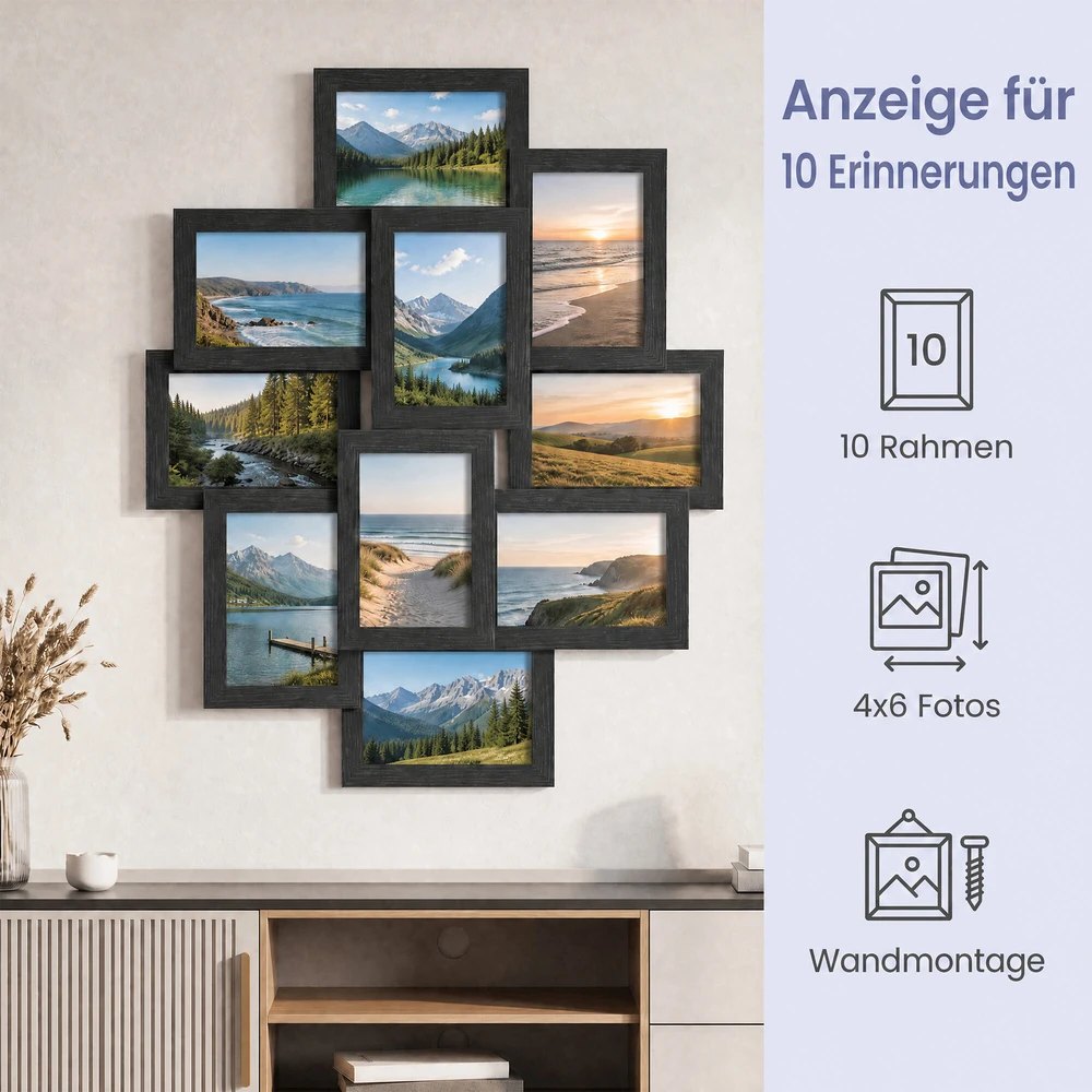 Nuotraukų rėmelis Songmics Koliažas 60 x 49.3 x 3.6 cm 10 vnt.