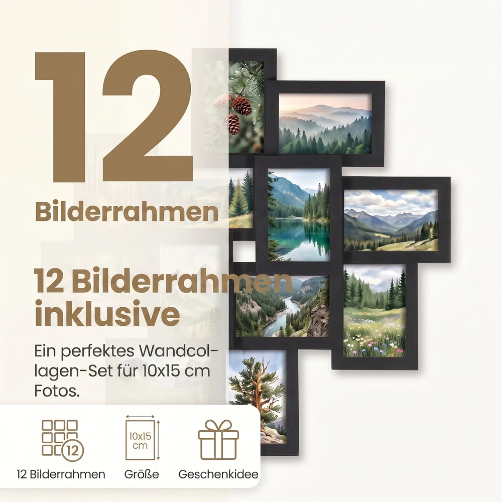 Nuotraukų rėmelis Songmics Nuotraukų rėmelių koliažas 10 x 15 cm 12 vnt.