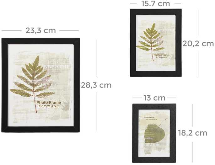 Nuotraukų rėmelis Songmics Nuotraukų rėmelių rinkinys, 28.4x23.3x1.2 cm, juoda