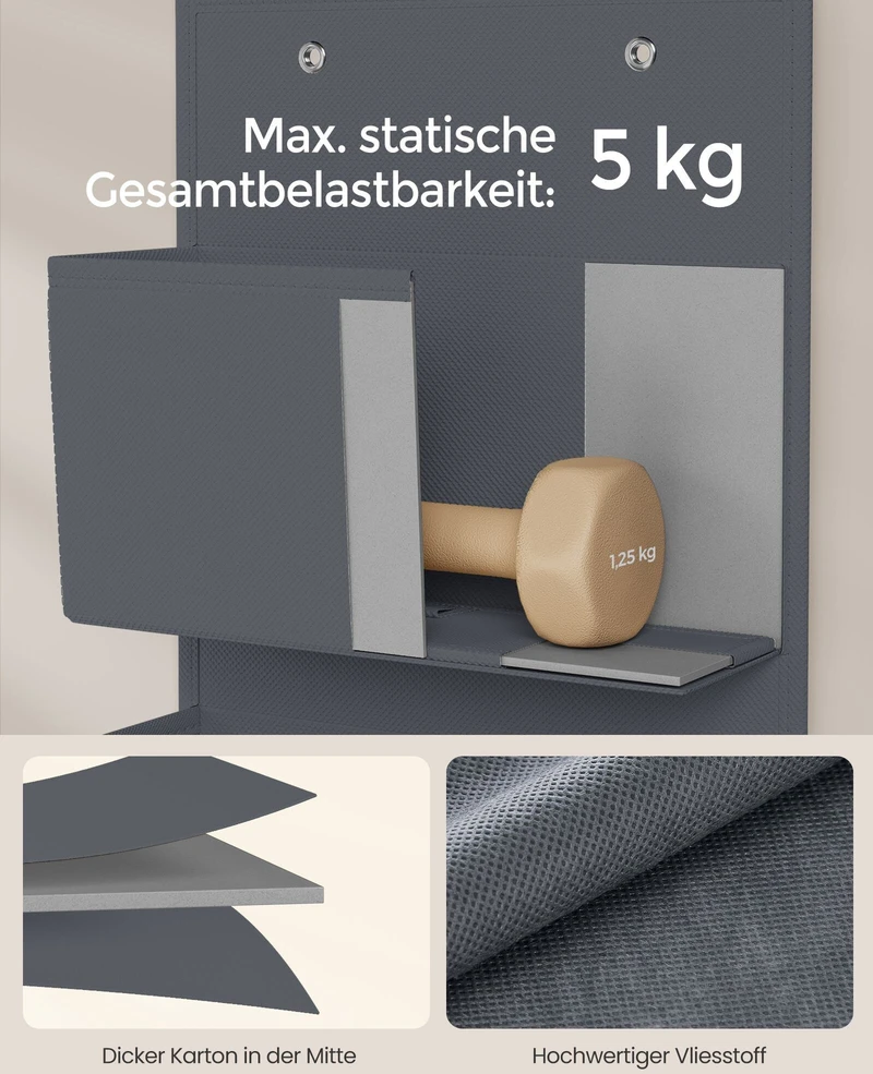 SONGMICS pakabinamas durų organizatorius su 4 kišenėmis, 33,5 x 12 x 100 cm, RDH04G