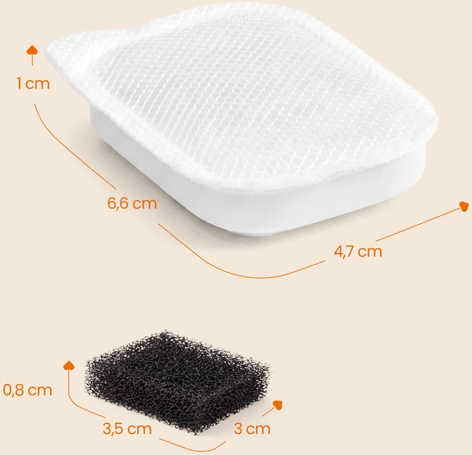 Songmics Pakaitinis filtras 4,5 l kačių fontanui, baltas, 6,6 × 4,7 × 1 cm, 12 vnt.