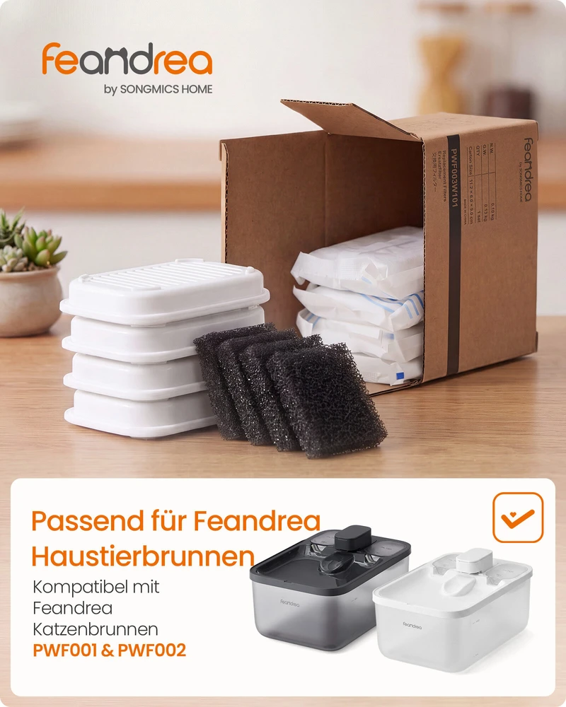 Songmics Pakaitinis filtras 4,5 l kačių fontanui, baltas, 6,6 × 4,7 × 1 cm, 12 vnt.