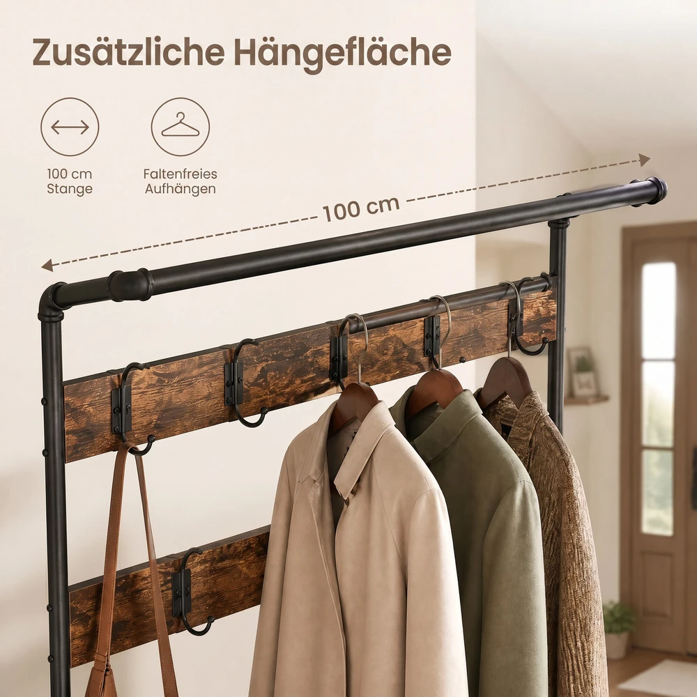 Songmics Drabužių stovas 100 × 41,5 × 182 cm