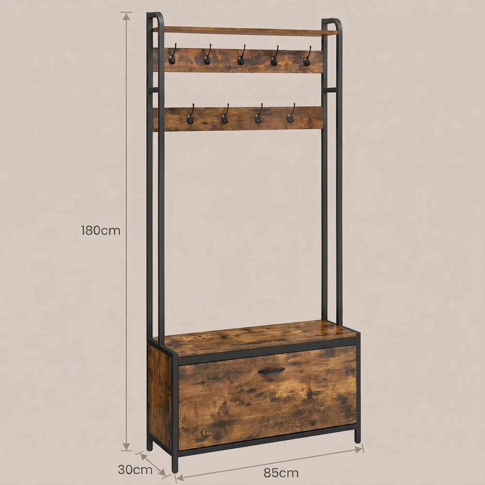Songmics Drabužių kabykla su batų lentyna, 30x85x180 cm