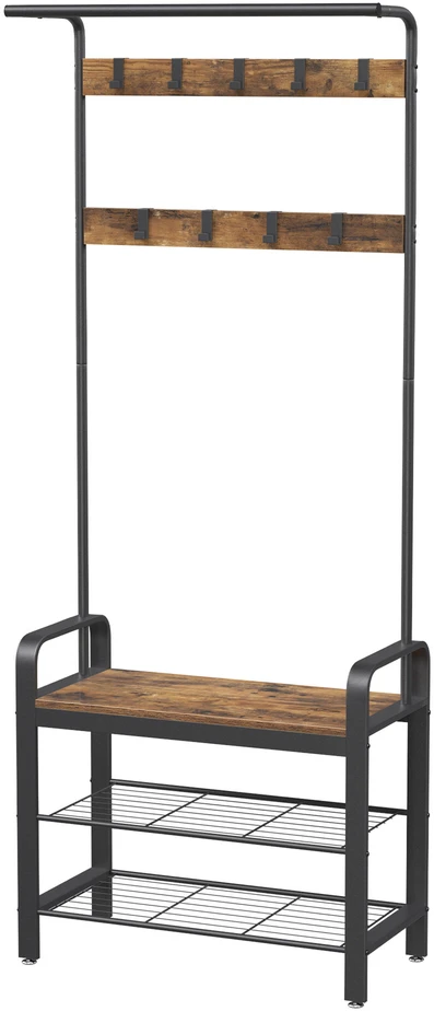 Songmics Drabužių kabykla su batų lentyna, 72x183x33,7 cm