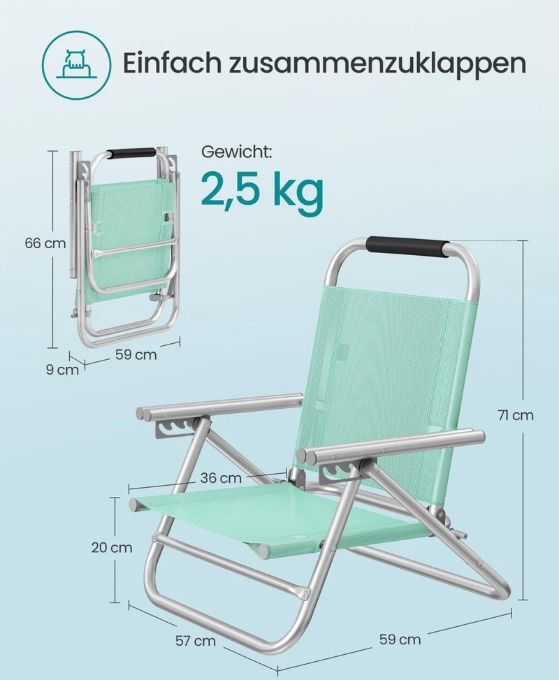Songmics Strandstuhl Outdoor-Stuhl grün