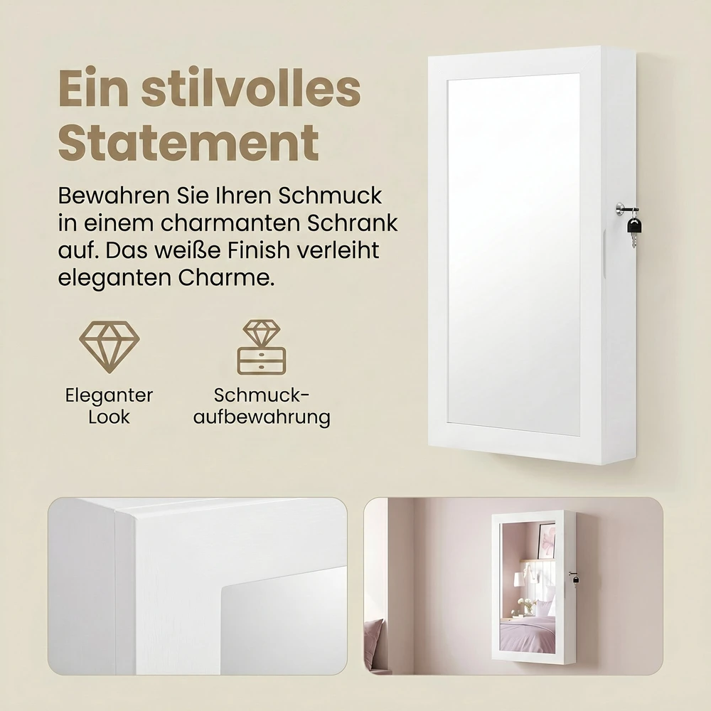 Songmics Pakabinama veidrodinė papuošalų spintelė