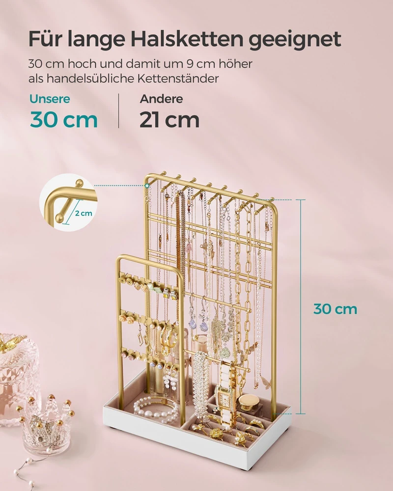 Songmics Juvelyrinių dirbinių stovas metalinis rėmelis dovanų idėja aukso spalvos