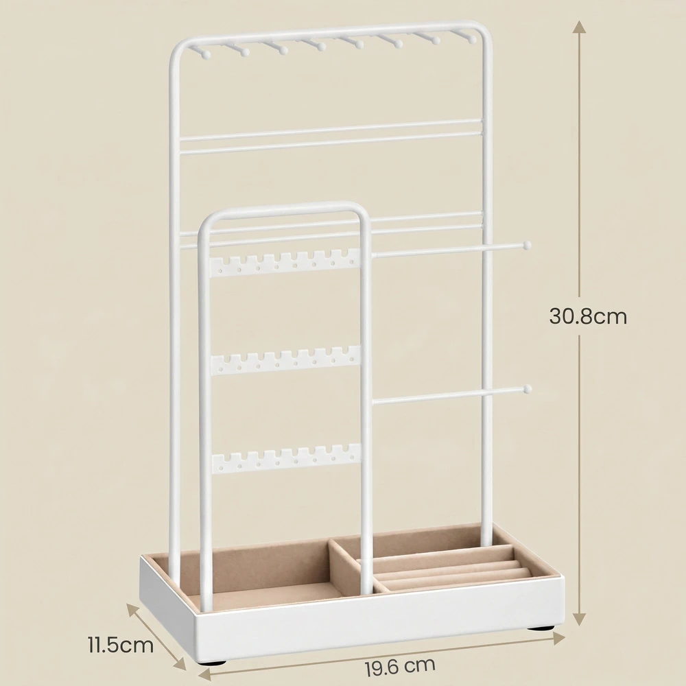 Songmics Papuošalų stovas iš metalo su MDF ir aksomu, 11,5x19,6x30,8 cm