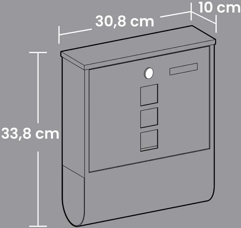 Songmics XXL pašto dėžutė, 11 x 37 x 37 cm, nerūdijantis plienas, su laikraščių skyriumi