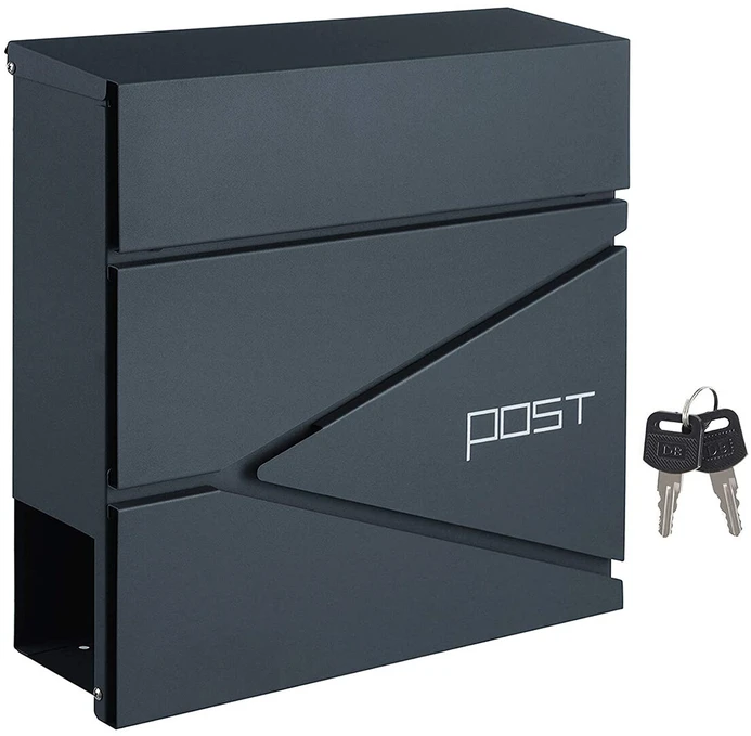 Songmics Užrakinama sieninė pašto dėžutė antracito spalvos