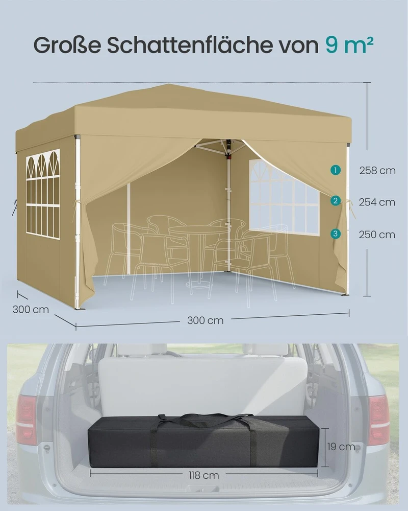 Songmics Sulankstomas paviljonas 3 x 3 m