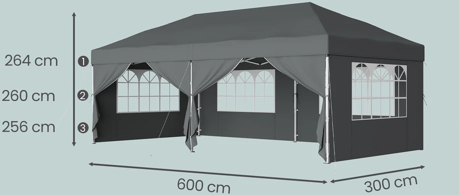 Songmics Sulankstomas paviljonas 6 x 3 m