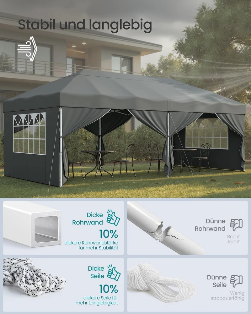Songmics Sulankstomas paviljonas 3 x 6 m