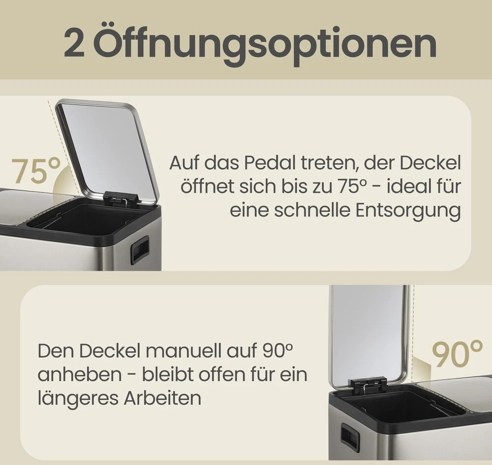 Songmics Šiukšliadėžė 2 x 15 l